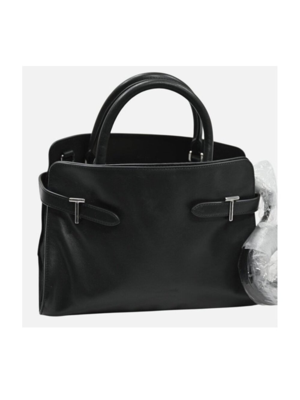 Classic Black Leather Top-Handle Tote